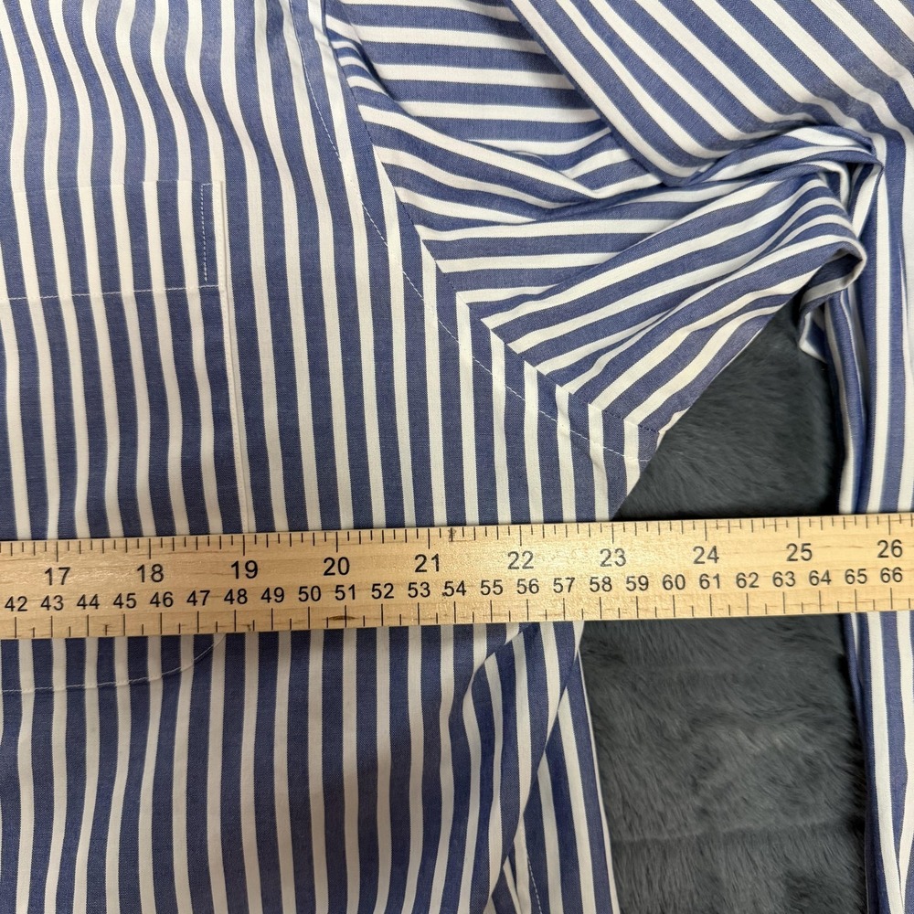 Jos A Bank Dress Shirt Mens 16.5 34/35 Blue Stripe Tailored Fit Long Sleeve - Picture 4 of 6